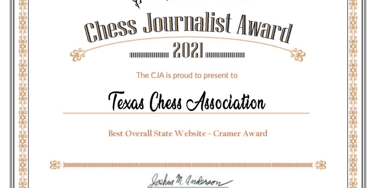 Texans Recognized with Chess Journalism Awards